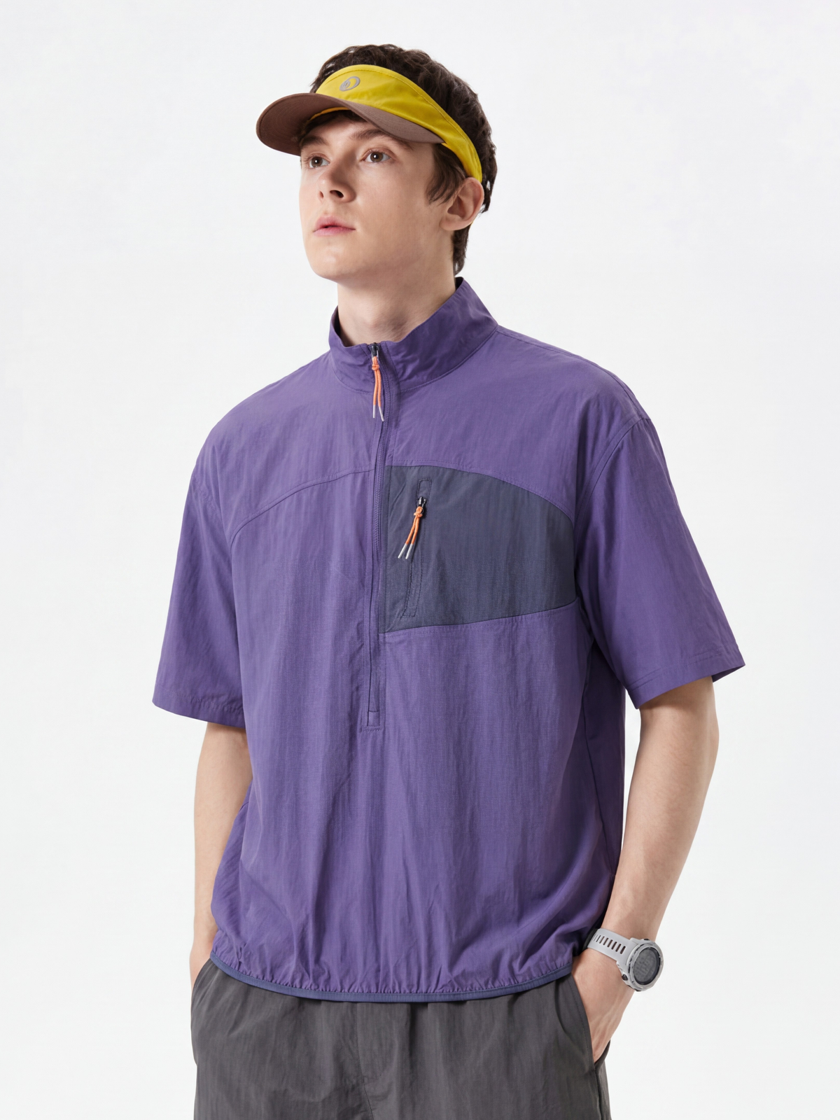 IronRidge – Unisex UPF50+ leichtes schnelltrocknendes T-Shirt mit halbem Reißverschluss und Stehkragen