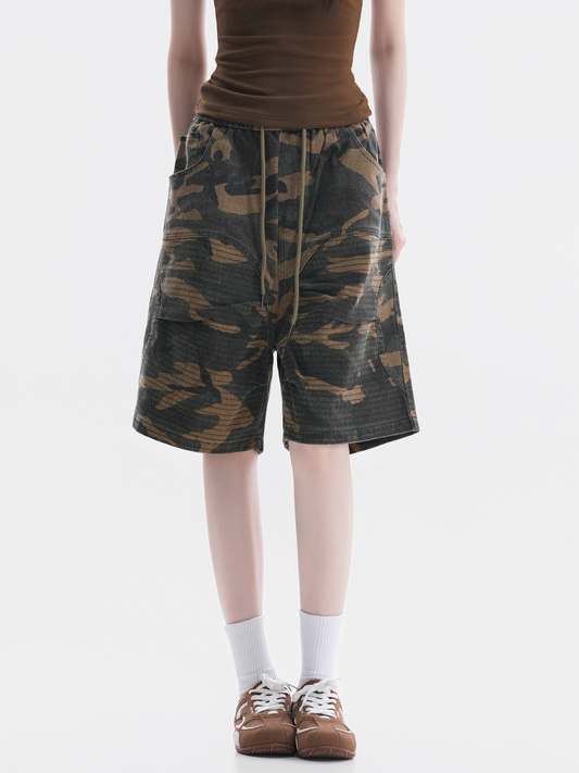 FoxCreek – Damen-Cargoshorts im gewaschenen Camouflage-Look