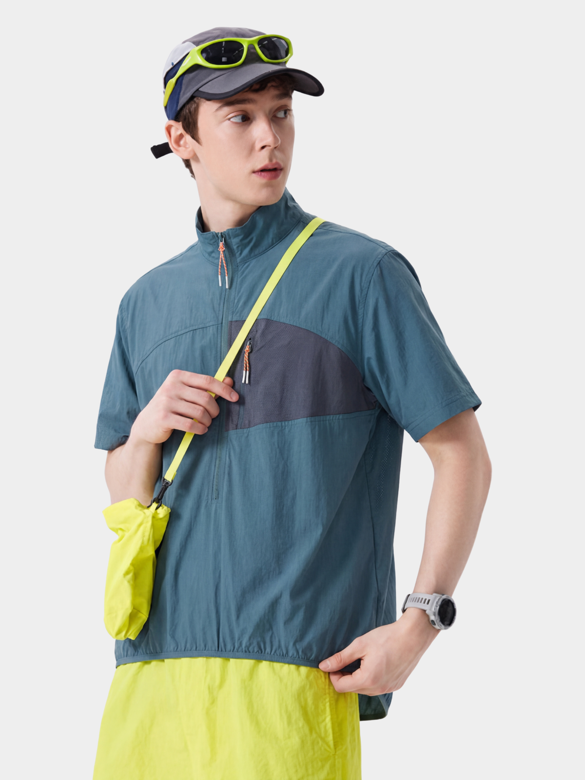 IronRidge – Unisex UPF50+ leichtes schnelltrocknendes T-Shirt mit halbem Reißverschluss und Stehkragen