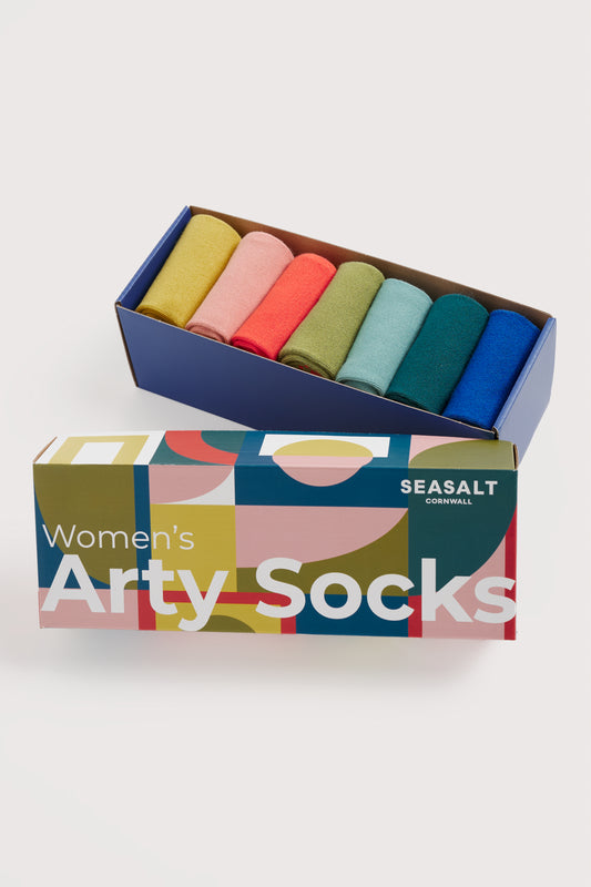 Geschenkbox mit 7 Paar einfarbigen Arty-Socken für Damen