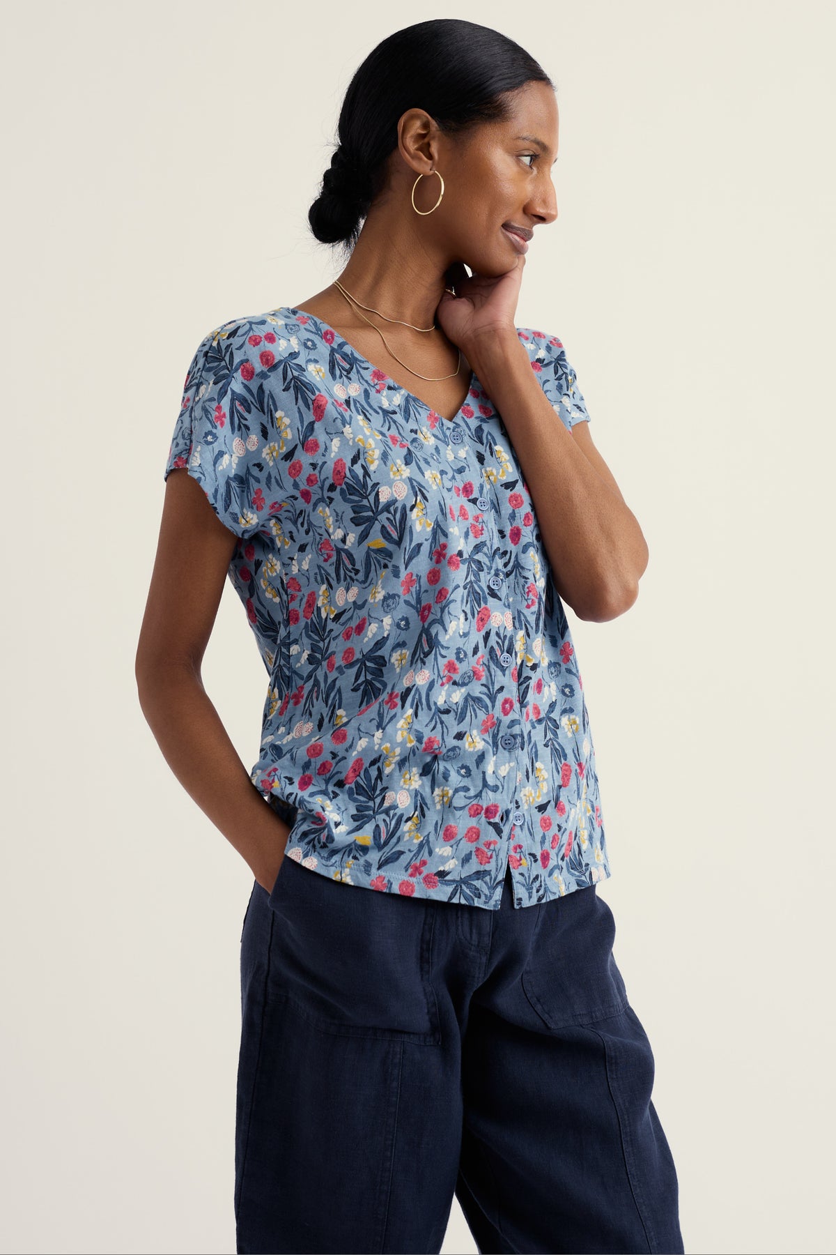 Studio Glass V-Ausschnitt Jersey-Top