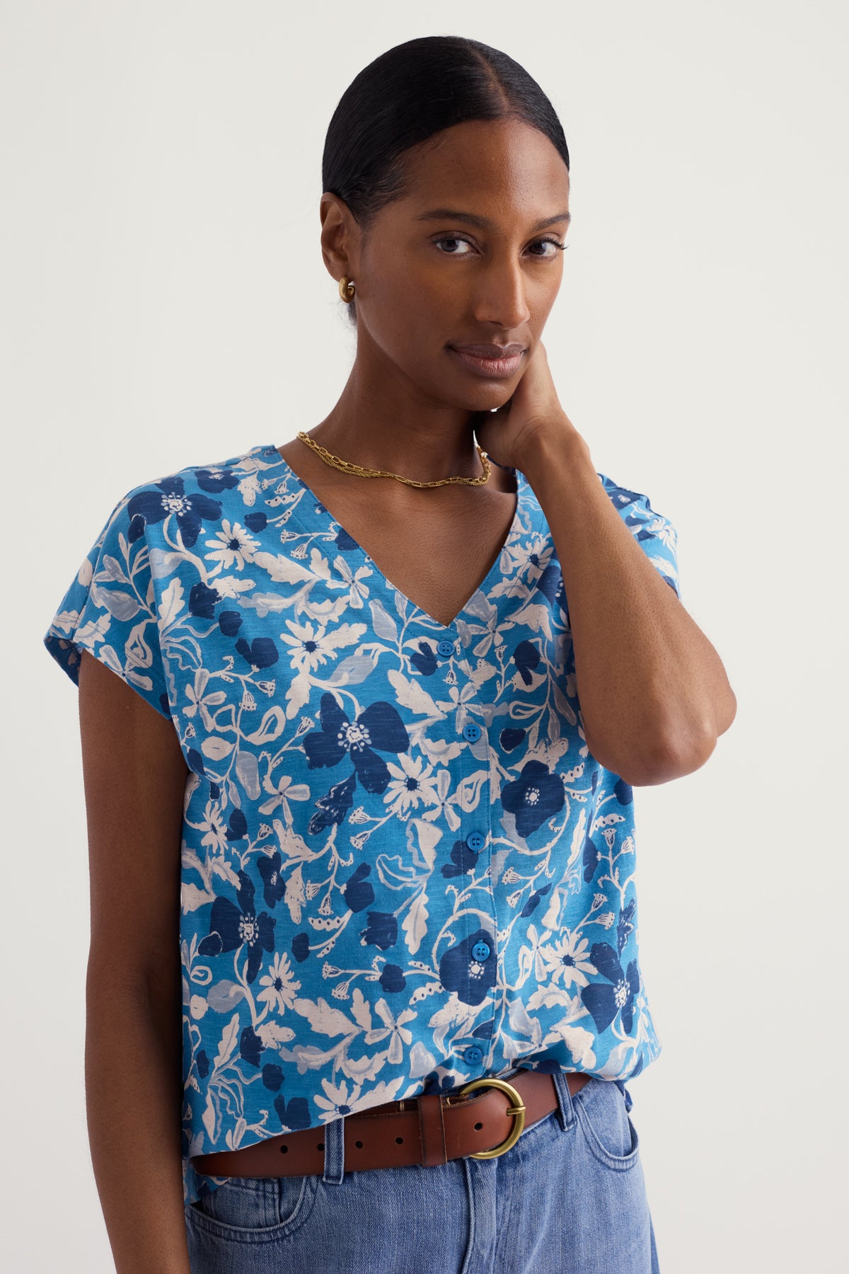 Studio Glass V-Ausschnitt Jersey-Top
